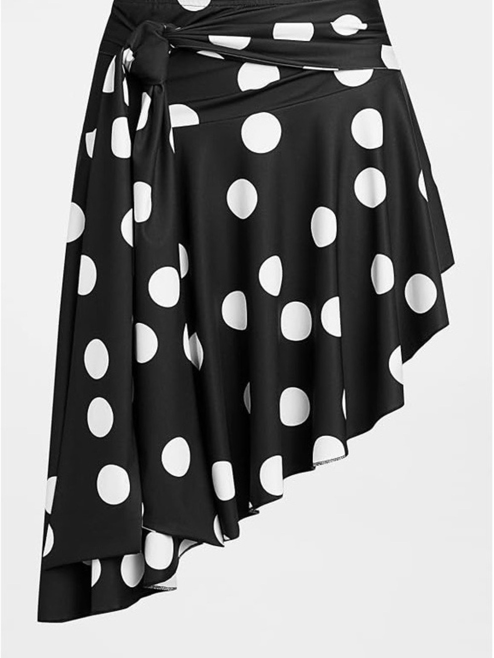Lioness Black and White Polka Dot Asymmetric Wrap Skirt